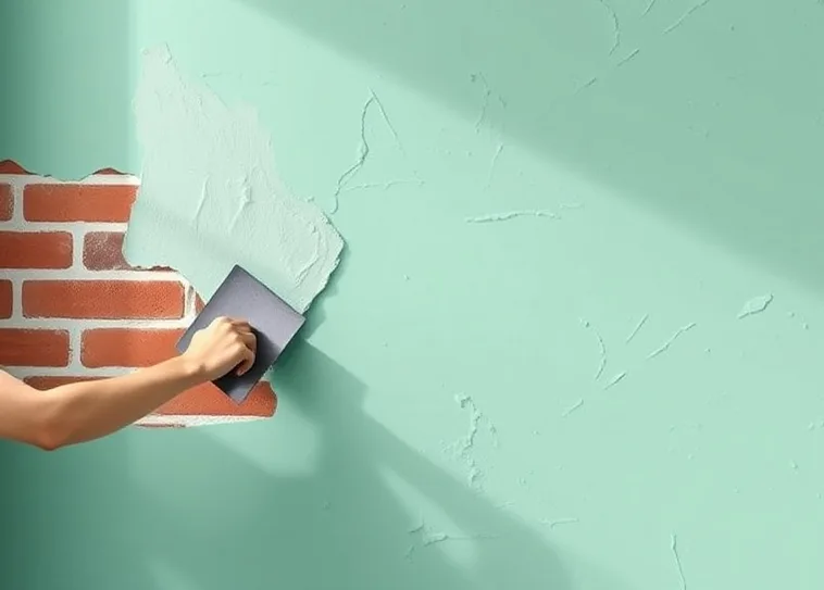Application d'un enduit décoratif à la lisseuse sur un mur