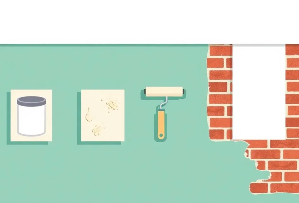 Outils de peinture disposés dans l'ordre des étapes du chantier