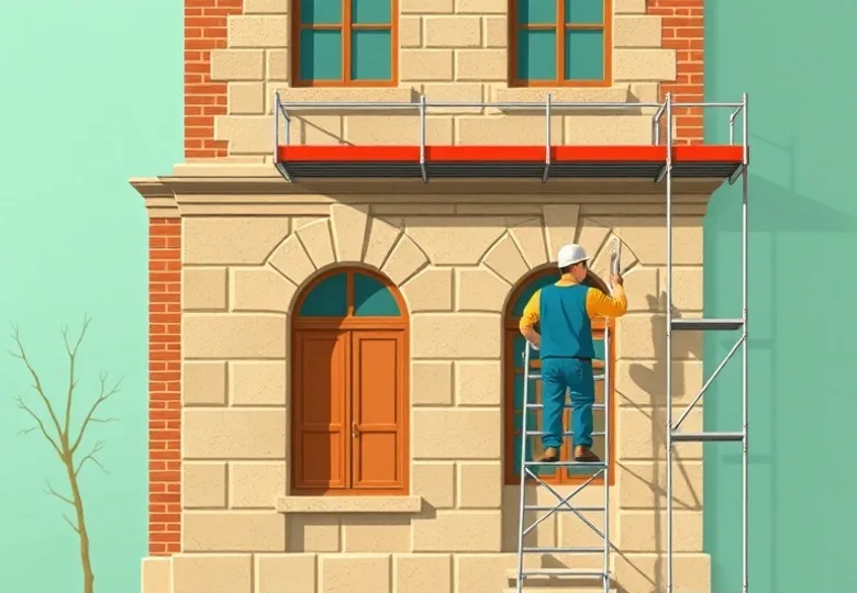 Ravalement de façade en pierre, nettoyage et application d'enduit