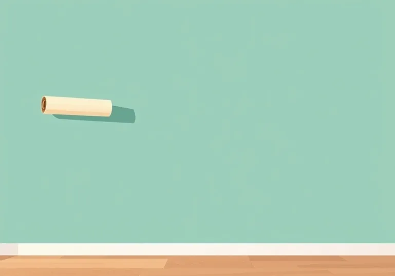 Pose de papier peint, rouleau et brosse à maroufler